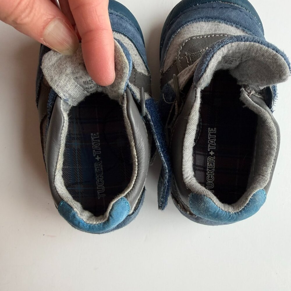 Baby Walking Shoes 5W Tucker and Tate Mixed Blue Leathers and Gray - Picture 12 of 14